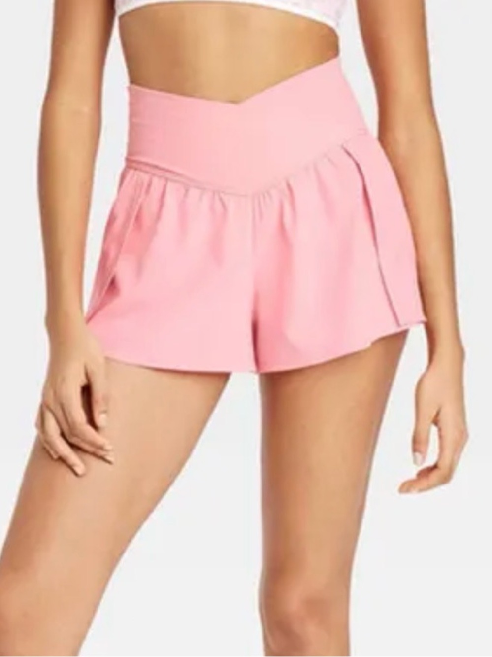 NWT XS JoyLab Women's Woven Crossover Waistband High Rise Shorts, Pink